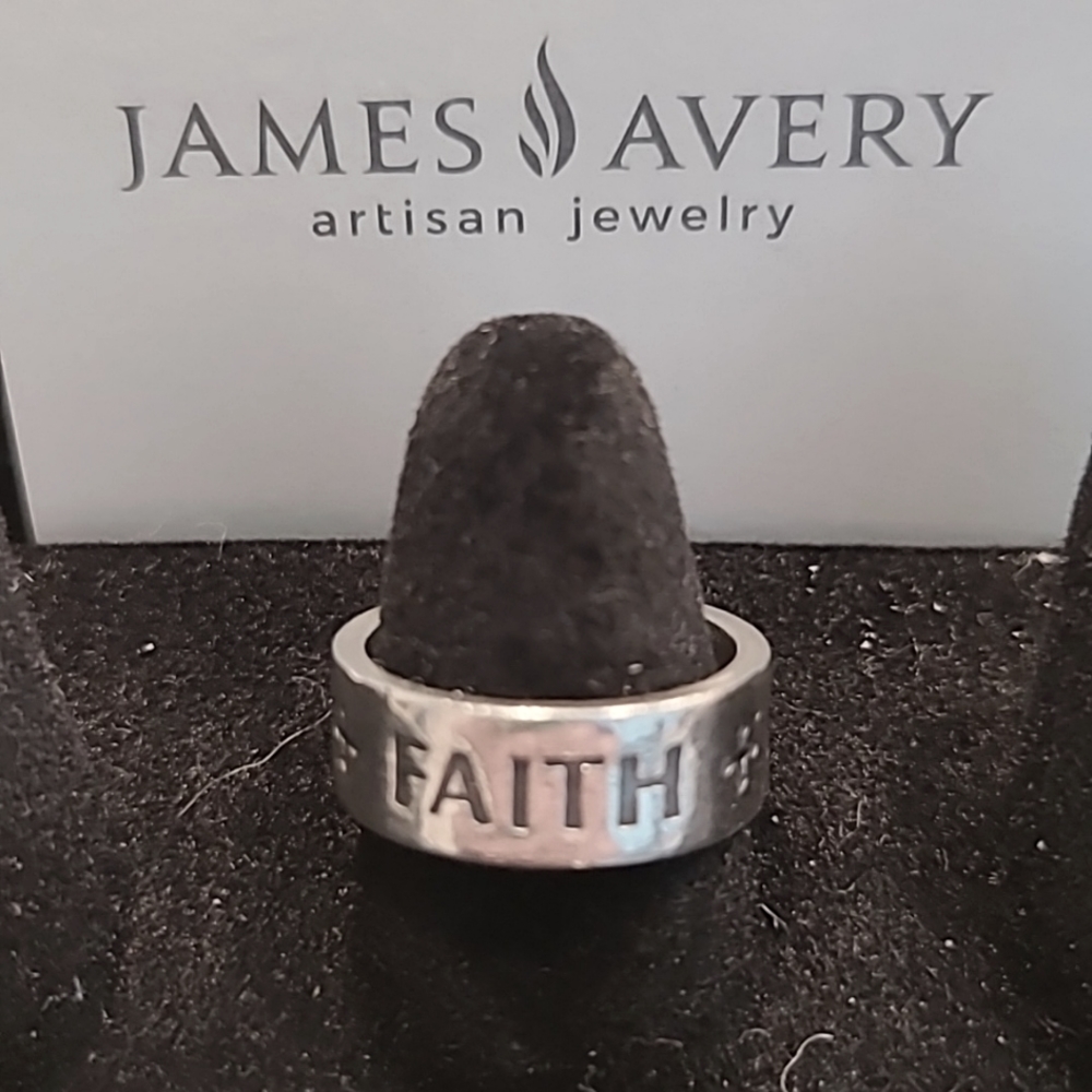 James Avery Retired Rare Faith Hope Love Solid Band Ring Size 7.5